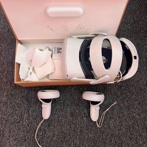 White VR Headset with Controllers
